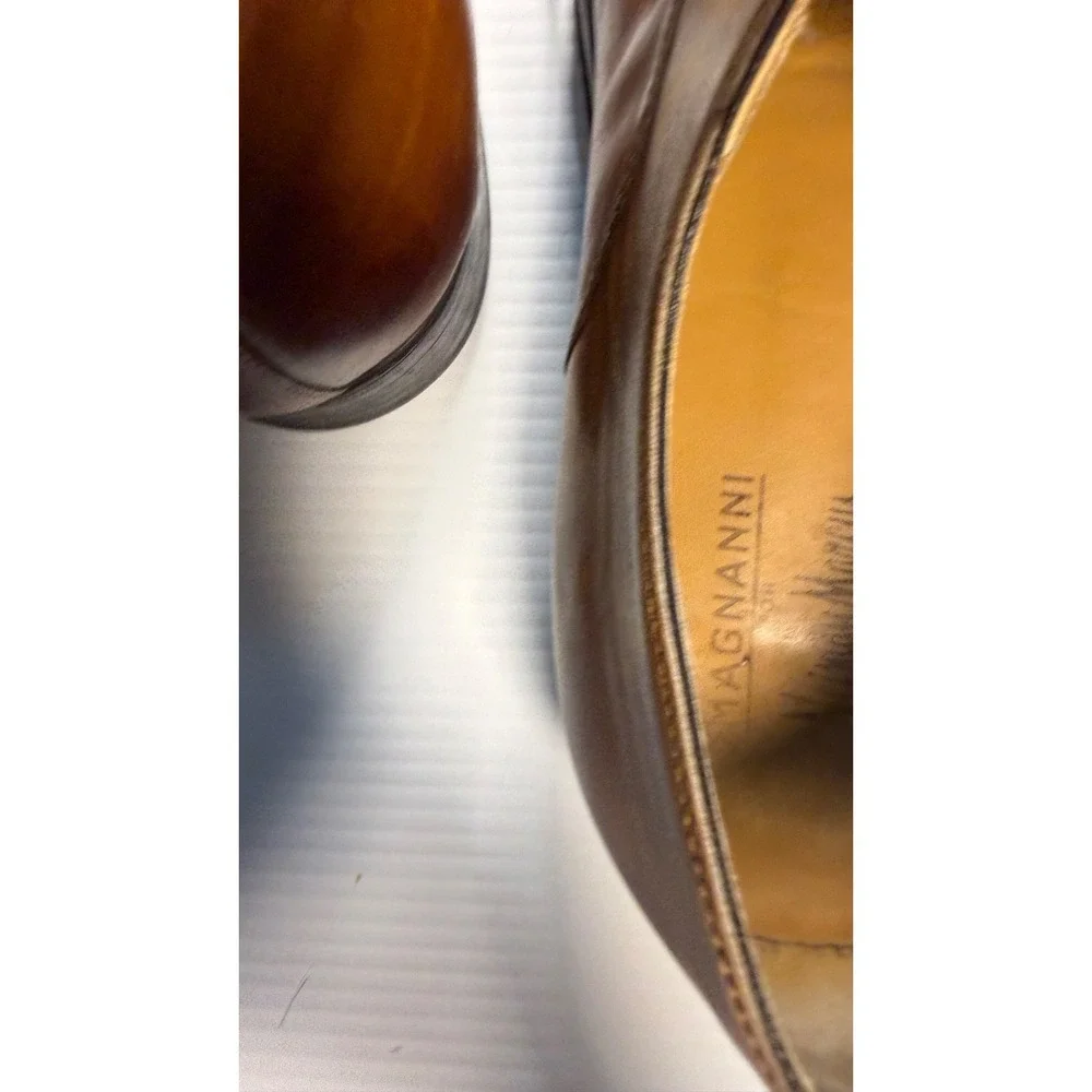 Magnanni 11.5 M Cognac Brown Cap Toe Oxford Dress Shoes Leather Made Spain